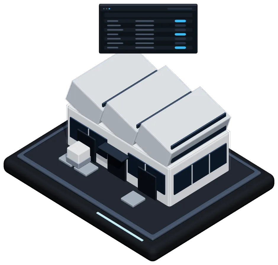 Isometric model of a textile factory, the RoTex ERP