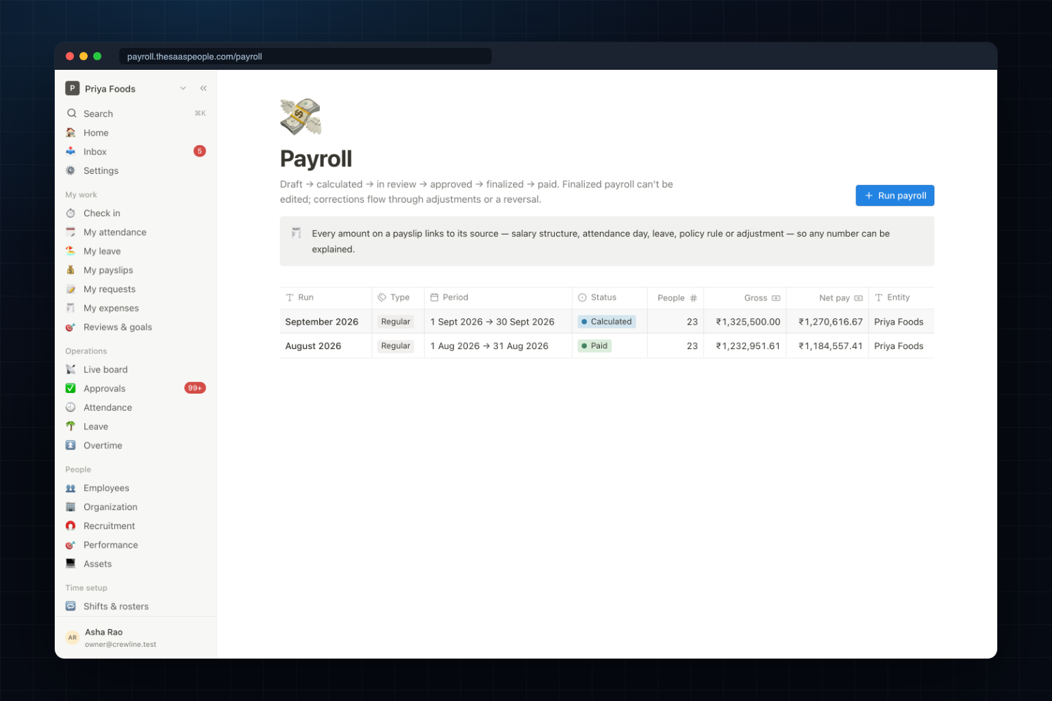 Crewline, Attendance, Leave & Payroll Platform - Screenshot 2