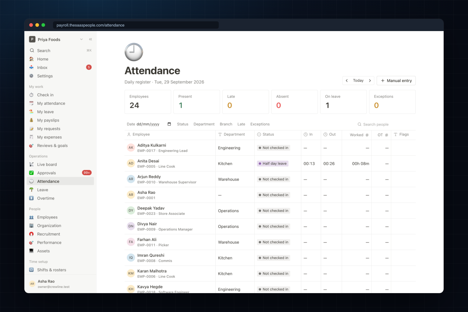 Crewline, Attendance, Leave & Payroll Platform - Screenshot 3